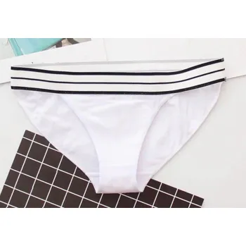 Kalhotky Dámské kalhotky s pruhovaným lemem bílá XXL