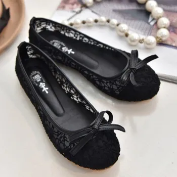 Dámské baleríny Dámské krajkové baleríny s mašlí J1115 černá 41