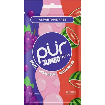 Bonbon Pür žvýkačky s xylitolem JUMBO bubblegum meloun hroznové víno