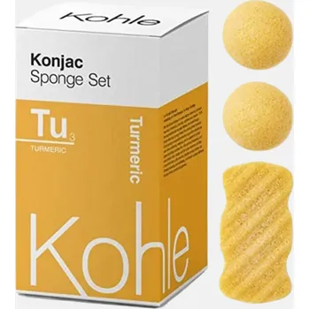 Kohle Konjac houbičky dárková sada na obličej a tělo (Přísada: Kurkuma)