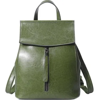 Sportovní batoh Dámský kožený batoh E852 tmavě zelená
