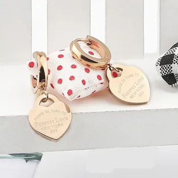 Náušnice Dámské kruhové náušnice se srdci G639 starorůžová