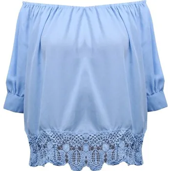 Dámská modrá halenka s odhalenými rameny L