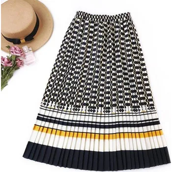 Dámská sukně Dámská skládaná sukně se vzorem žlutá L