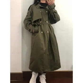 Dámský kabát Dámský trenčkot A1829 armádní zelená L
