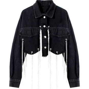 Dámská bunda Dámská džínová bunda P1831 černá XS