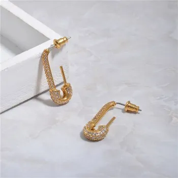 Náušnice Dámské visací náušnice s kamínky H847 zlatá