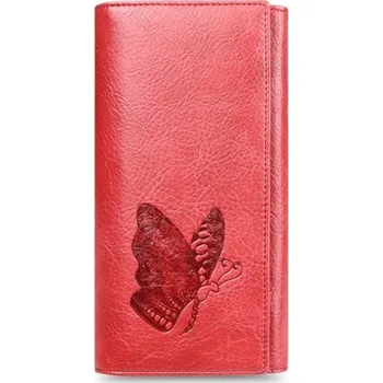 Peněženka Dámská kožená peněženka s motýlem červená