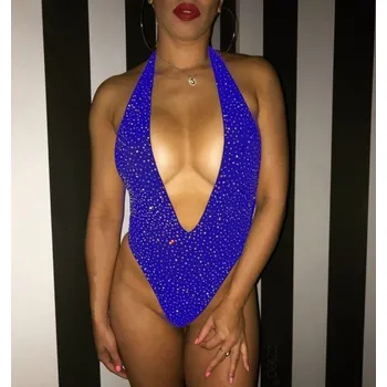 Body Dámské sexy body s hlubokým výstřihem modrá M