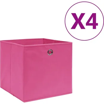 Úložný box vidaXL Úložné boxy 4 ks netkaná textilie 28 x 28 x 28 cm [325188] Barva: Růžová