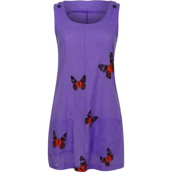 Dámské oblečení Dámské letní šaty s motýly fialová XXL