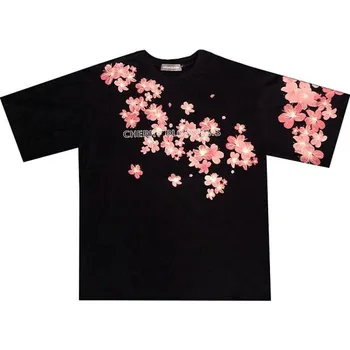 Dámské tričko Dámské oversize tričko s květinami A1201 černá M