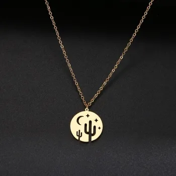 Náhrdelník Dámský náhrdelník s kaktusem zlatá