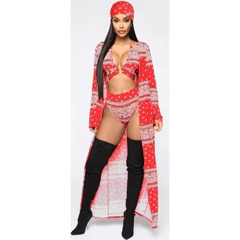 Dámské plavky Dámské bikiny, přehoz a šátek červená M