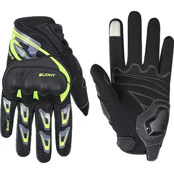 Moto rukavice ČERNO-ŽLUTÉ MOTOCYKLOVÉ RUKAVICE NA MOTORKU SKÚTR ČTYŘKOLKU SUOMY DOTYKOVÉ M