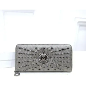 Peněženka Dámská kožená peněženka s lebkou M390 stříbrná