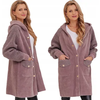 Dámský kabát Soprato dámský fialový kabát oversize s kapucí univerzální velikost