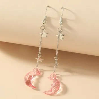 Náušnice Dámské visací náušnice s měsícem světle růžová