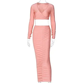 Dámská sukně Dámský crop top a sukně B1023 růžová S