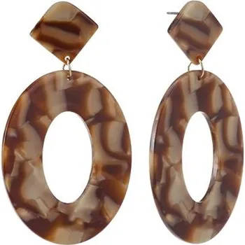 Náušnice Dámské náušnice Oválky J2390 světle hnědá