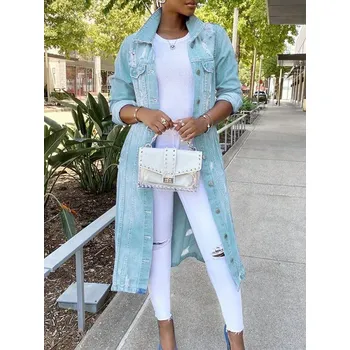 Dámský kabát Dámský džínový kabát světle modrá XL