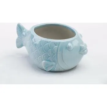 Květináč Dekorativní květináč ve tvaru ryby světle modrá 1