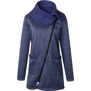 Dámský kabát Dámský módní kabát s límcem J1214 modrá M