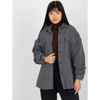 Dámská tunika Tmavě šedá teplá dámská košile s dlouhým rukávem DN-