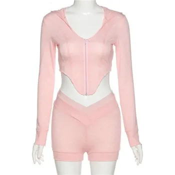 Dámské kraťasy Dámský crop top a kraťasy B1029 růžová XS