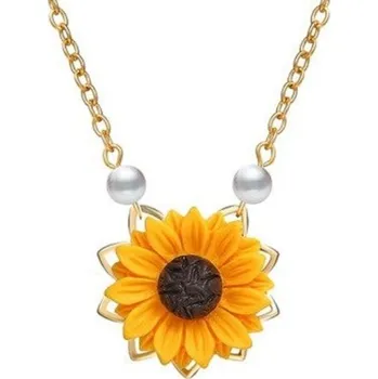 Náhrdelník Dámský náhrdelník se slunečnicí D291 zlatá