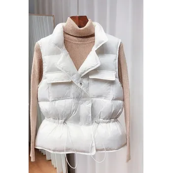 Dámská vesta Dámská péřová vesta bílá L
