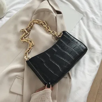 Kabelka Dámská kabelka se vzorem krokodýlí kůže M715 černá