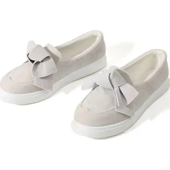 Dámské baleríny Dámské semišové mokasíny s mašlí J2403 bílá 42