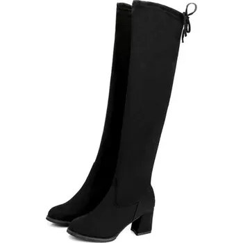 Dámské kozačky Dámské moderní kozačky nad kolena - Černé 39