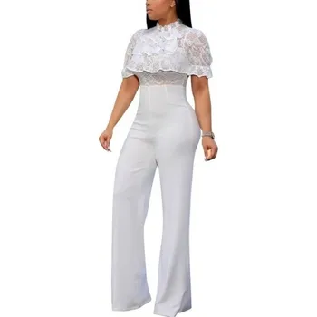 Dámský overall Dámský krajkový overal B851 bílá XL