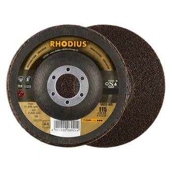 Brusný kotouč RHODIUS Kompaktní tkaninový kotouč VKSS WS 115 x 22,23 zrnitost 4A-coarse TOPline