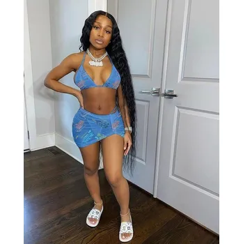 Dámské plavky Dámské bikiny a sukně P961 modrá S