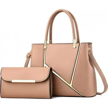 Kabelka Dámská kožená kabelka set 2 ks M1702 meruňková