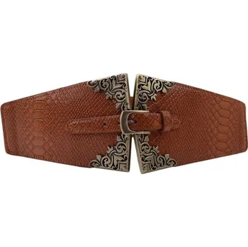 Opasek Dámský elastický pásek s ornamenty světle hnědá