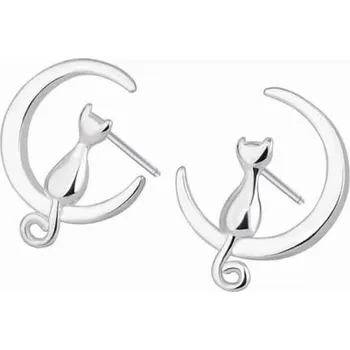 Náušnice Dámské náušnice pecky kočka na měsíci