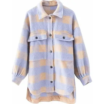 Dámský kabát Dámský kostkovaný kabát P1494 L