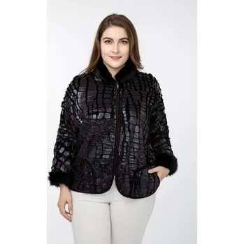 Dámská casual bunda Dámská bunda z krokodýlí kůže 4XL