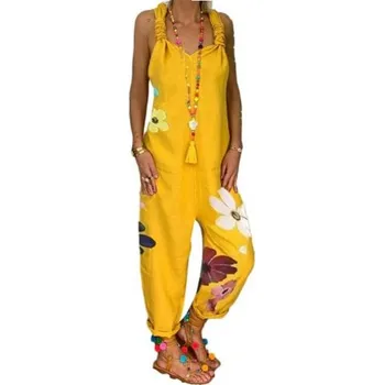 Dámský overall Dámský overal s květinami žlutá L