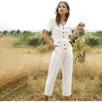 Dámský overall Dámský letní overal s knoflíky bílá M