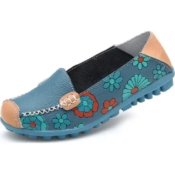 Dámské baleríny Dámské espadrilky s květinami J2838 modrá 42