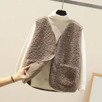 Dámská vesta Dámská chlupatá vesta P1804 světle hnědá L