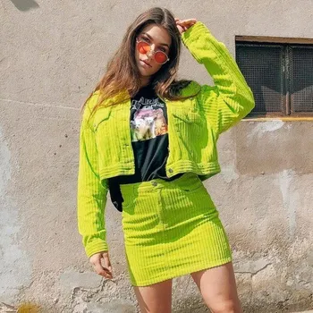 Dámská sukně Dámská manšestrová mini sukně zelená S