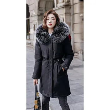 Dámská bunda Dámská zimní bunda s kožíškem P1658 černá M