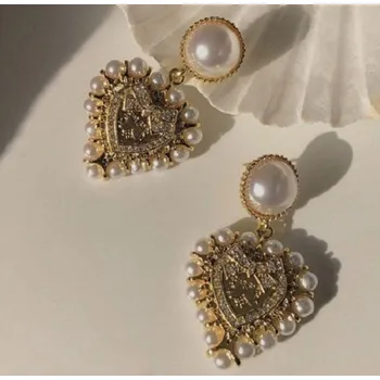 Náušnice Dámské visací náušnice srdce C1089 1