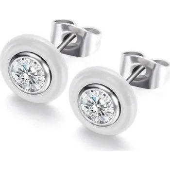 Náušnice Dámské peckové náušnice se zirkonem G295 bílá
